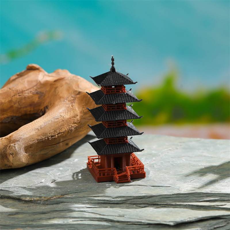 Bonsai Garden Chinese Garden - Mini estatua de pagoda, modelo de